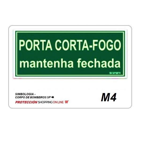 PlacPlaca M4 Porta corta fogo fotoluminescentea M4 Porta corta fogo fotoluminescente