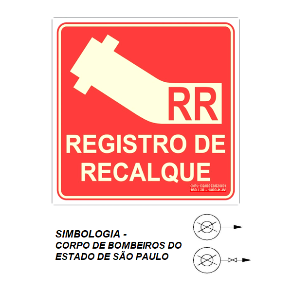 Placa Registro de recalque fotoluminescente