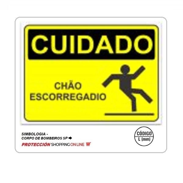 Placa Cuidado chão escorregadio