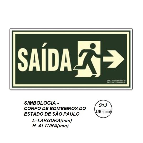 Placa S13 saída com seta à direita